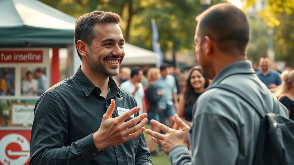 authentic brand representative building brand awareness at community event, trusted brand, brand loyalty