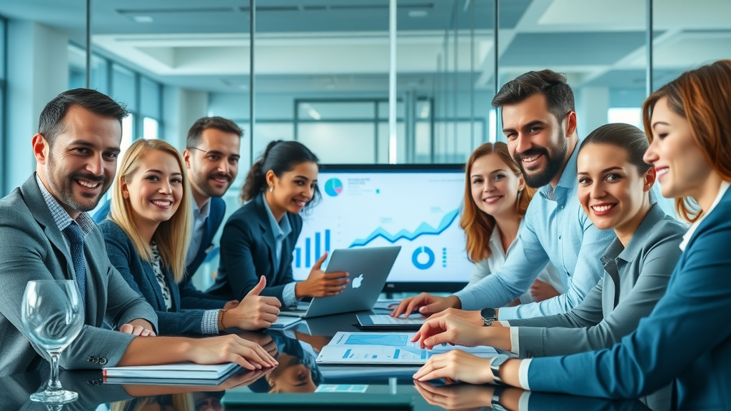 fractional marketing executive leading a dynamic team in modern office boardroom