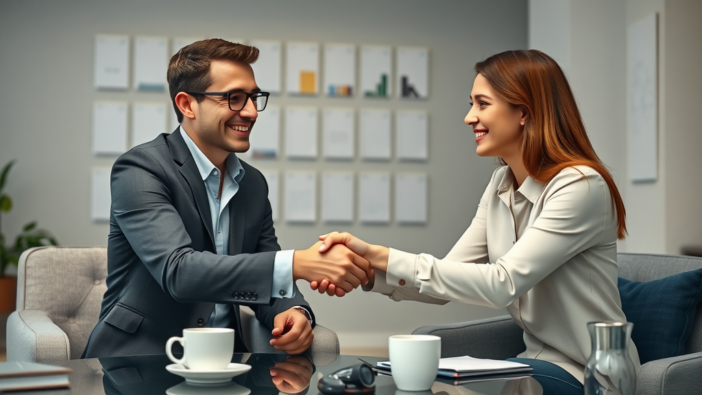 hiring a fractional chief marketing officer with interview handshake