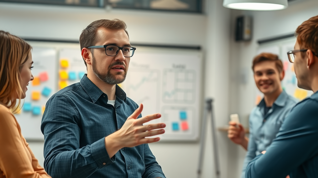 An experienced marketing professional guiding a startup team—a hallmark of fractional cmo services bringing immediate expertise.
