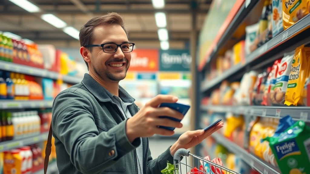 Shopper choosing a familiar brand, illustrating the power of brand recall and customer loyalty