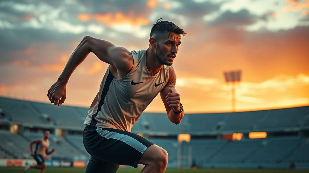 Nike branding campaign with dynamic athlete in motion illustrating strong brand story and visual identity