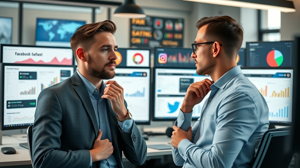 marketers comparing social media platform ad dashboards for Facebook, Instagram, TikTok, LinkedIn
