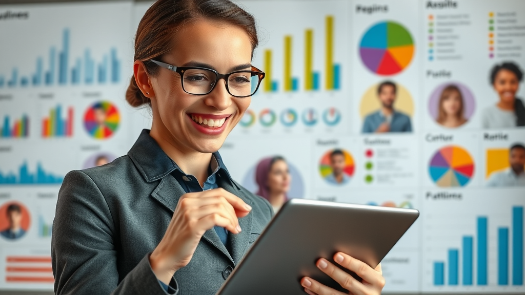 brand strategist analyzing target audience segmentation using demographic charts