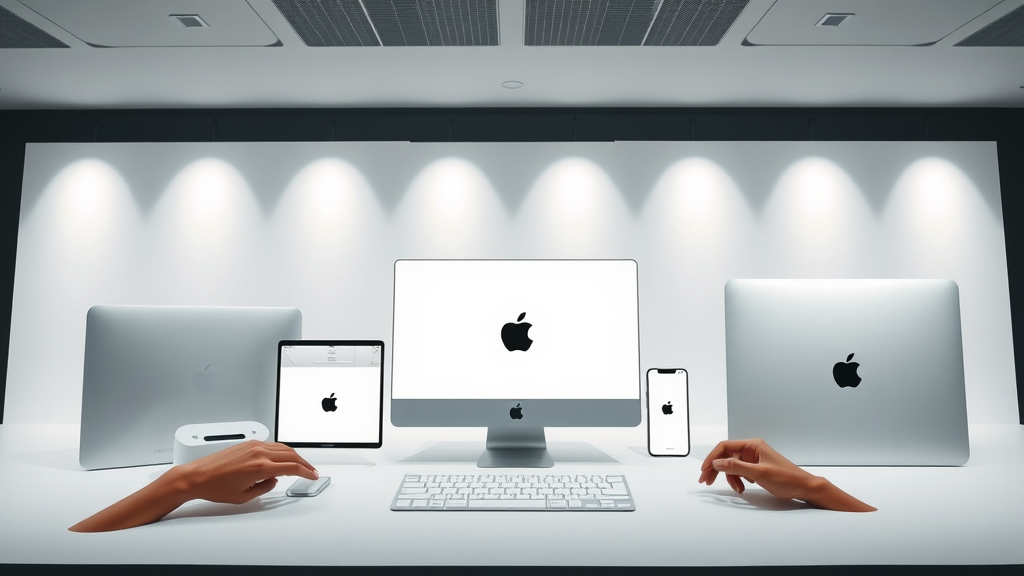 Apple product lineup showcasing brand positioning through sleek, minimalist design