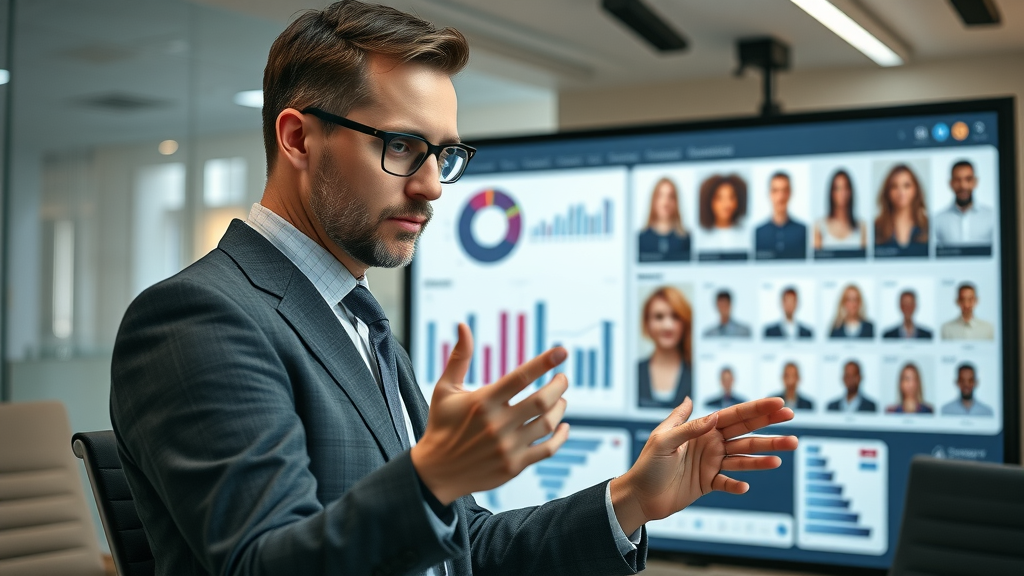 digital marketing strategist analyzing audience segmentation and crafting personalized marketing strategies for target audience in a modern workspace