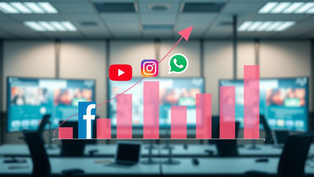 Infographic showing fastest-growing social media platforms with upward trends and active users