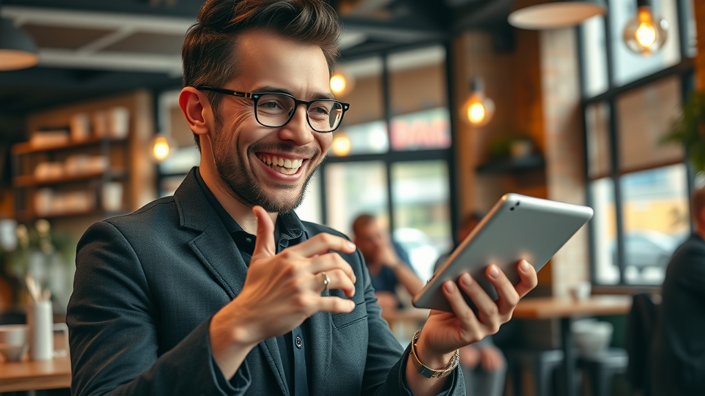 enthusiastic influencer sharing content on social media to build organic backlinks
