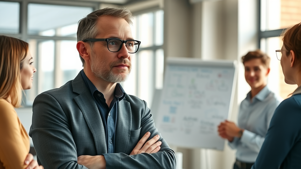 Experienced marketing leader mentoring small business team, startup office, fractional cmo roles and responsibilities