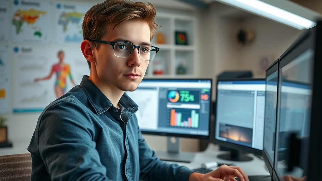SEO optimization techniques marketer analyzing keyword data for search engine optimization