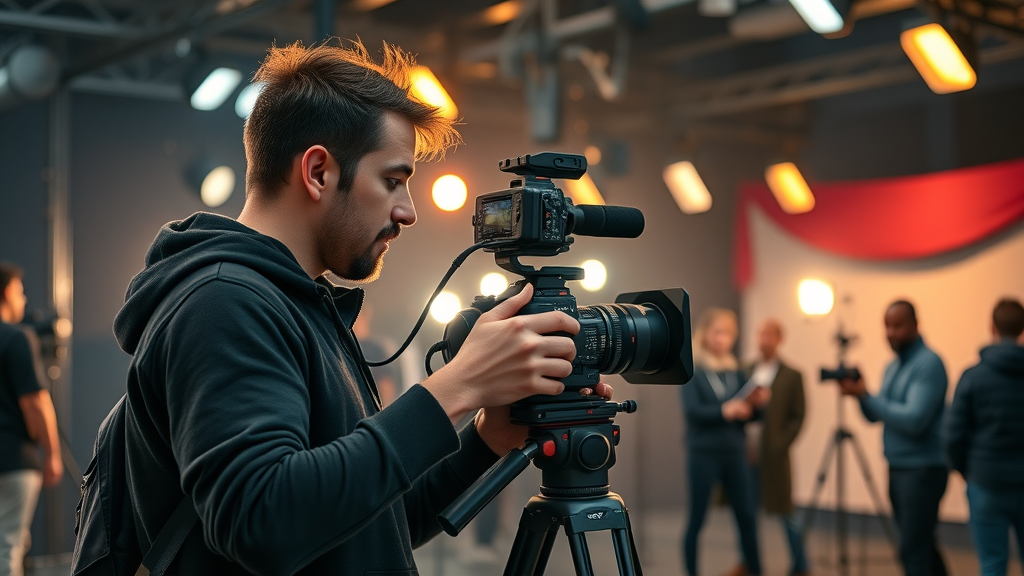 skilled videographer filming quality video content with a professional studio setup