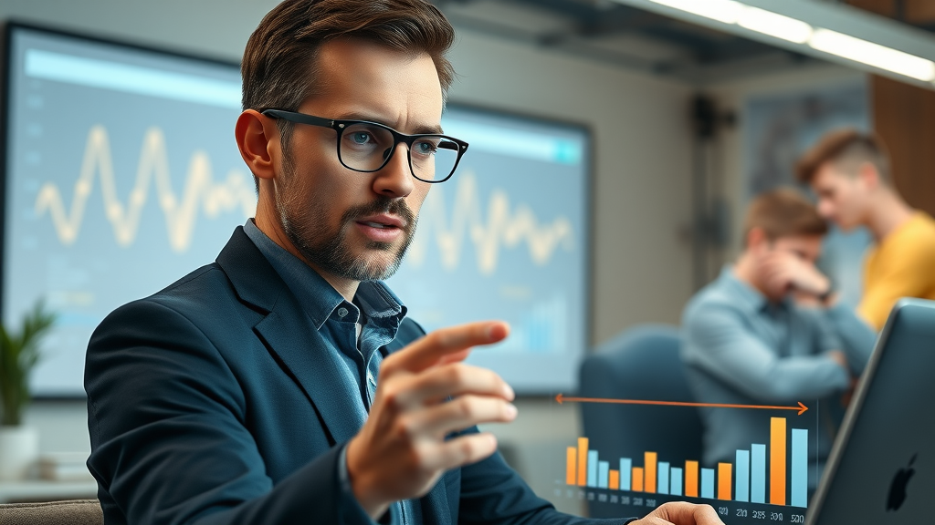 SEO analyst evaluating keyword search volume trends for content marketing