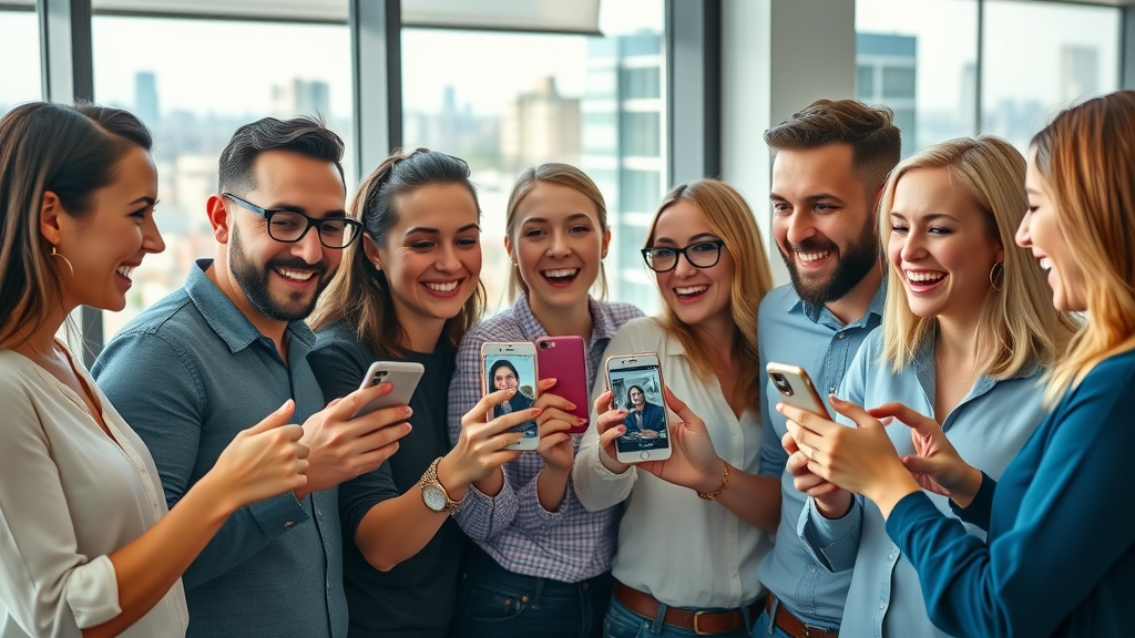 successful social media marketing team celebrating viral content success