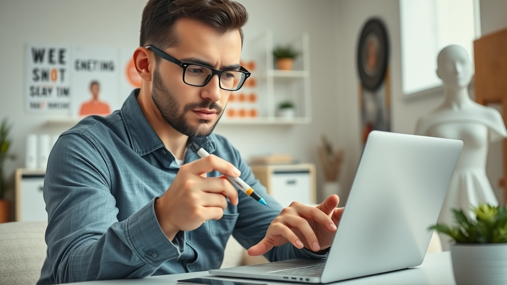 Digital marketer optimizing website content for search engine ranking factors