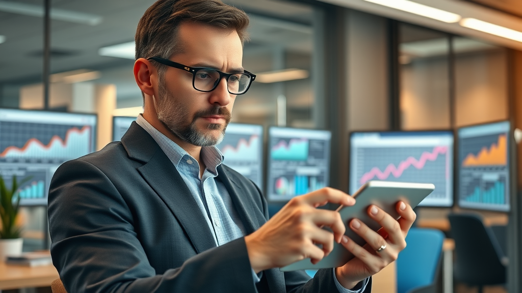 fractional marketing executive analyzing analytics data for marketing strategy