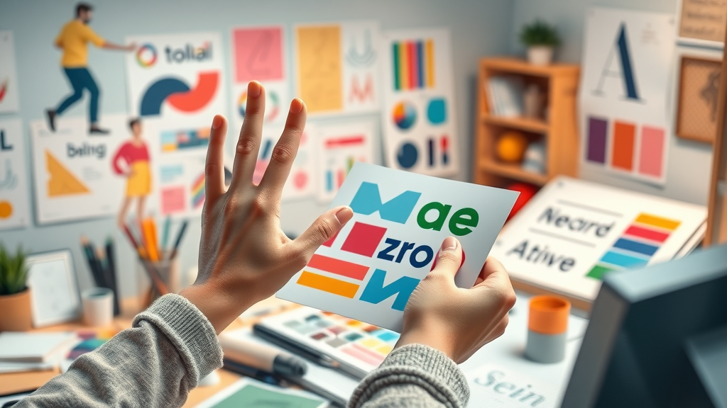 distinctive brand design elements with a designer working on color palettes and typography for brand identity