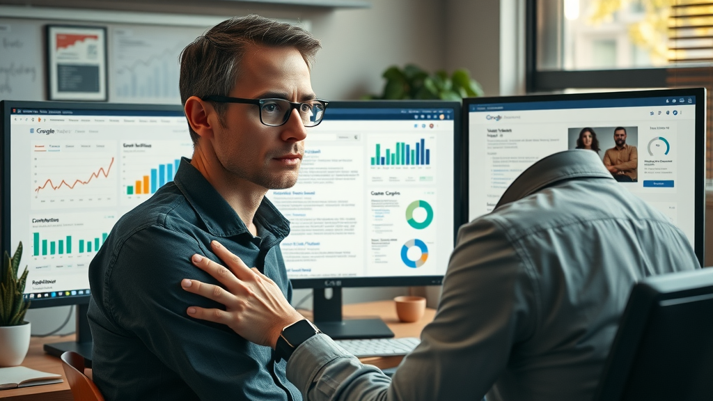 seo analyst examining google SERP and competitor SEO content writing strategies