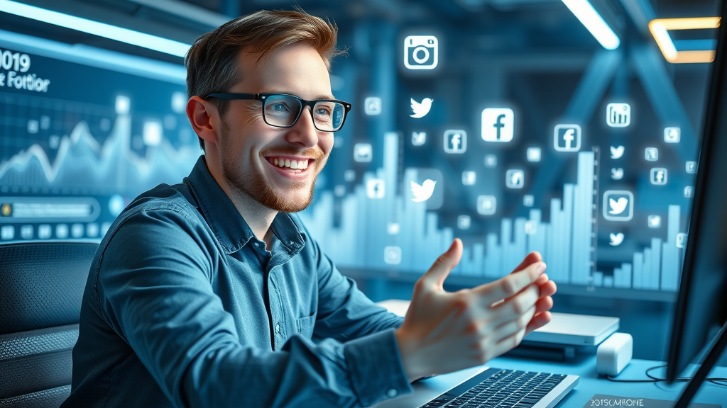 dynamic social media manager uploading video content on multiple social media platforms
