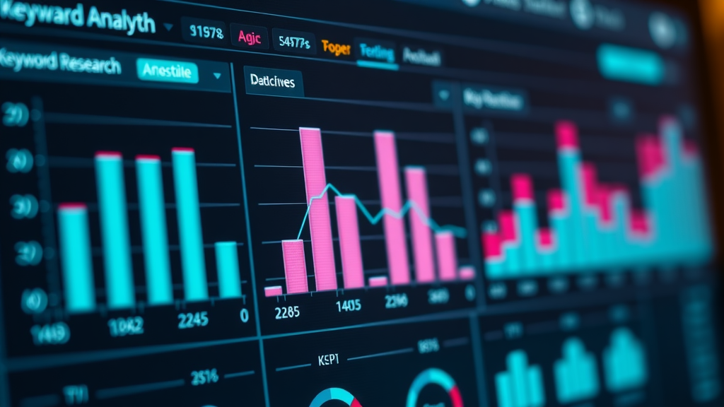 keyword research tools dashboard showing KPIs and progress metrics