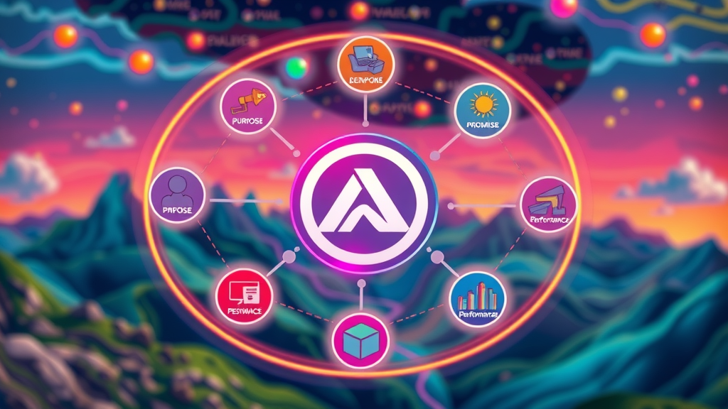 Conceptual illustration of purpose, positioning, promise, personality, and performance encircling a brand logo