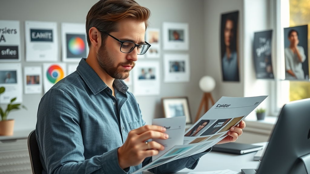 visual identity creation process with logo and color swatches in visual branding