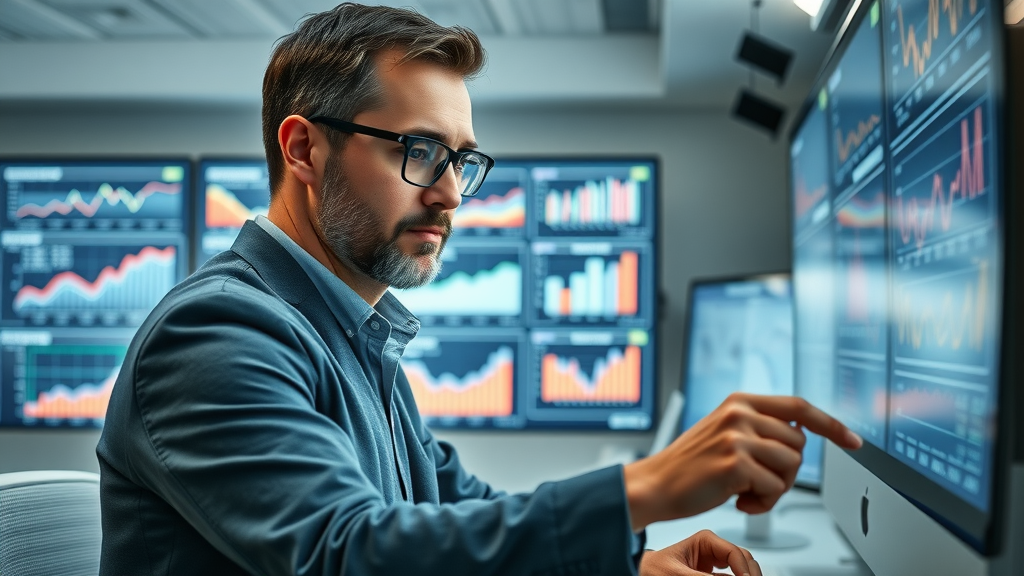 Strategic analyst examining performance dashboards and metrics for marketing campaign cost-efficiency