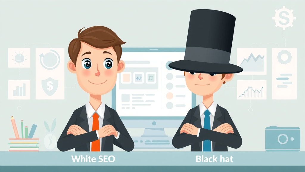 White Hat vs Black Hat SEO optimization techniques comparison infographic