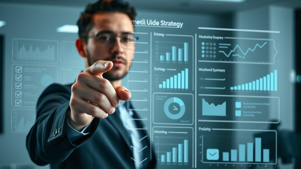 media marketing strategist outlining a plan on touchscreen for a social media strategy