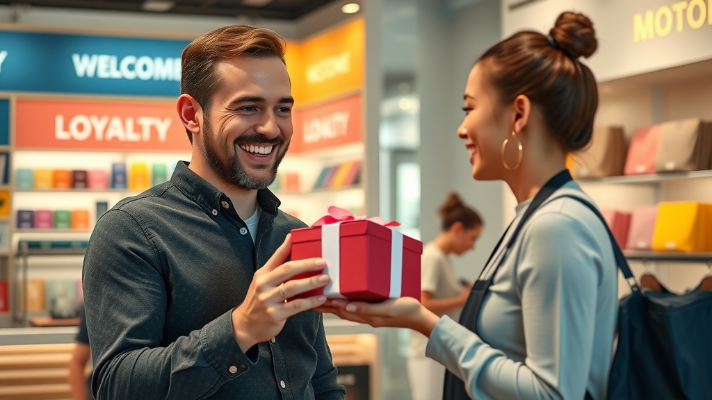 Customer receiving branded gift through a loyalty program