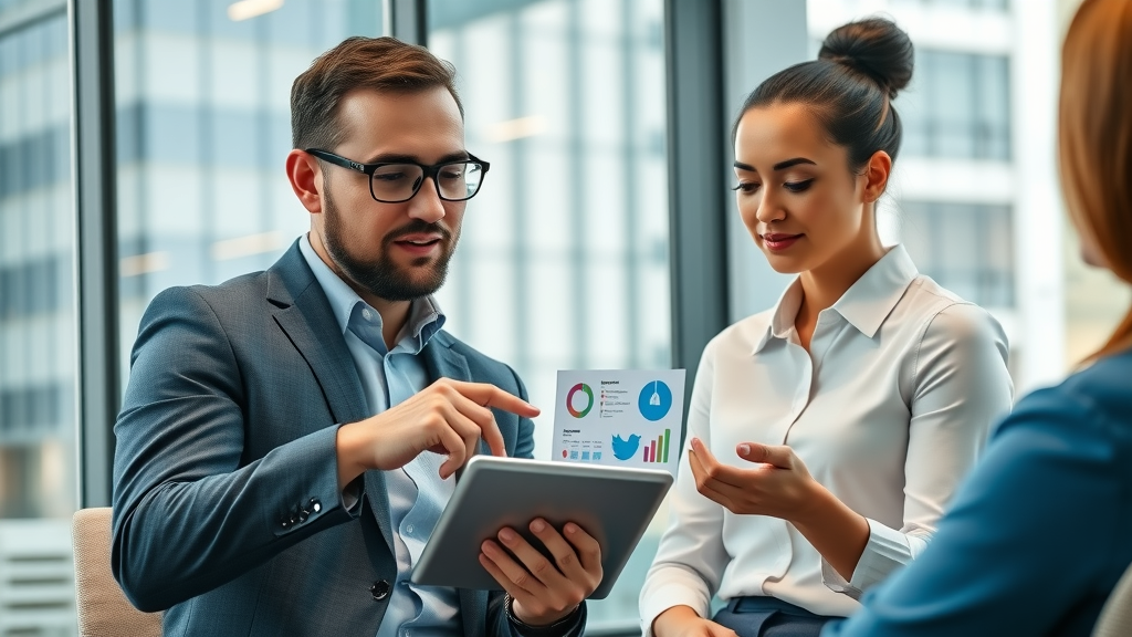 social media marketing consultant advising on customer service automation features