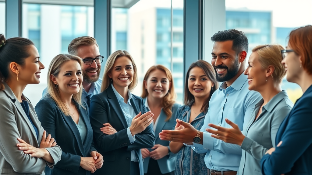 Professional business group with part-time chief marketing officer in modern office environment. Team of executives collaborating with cityscape view.