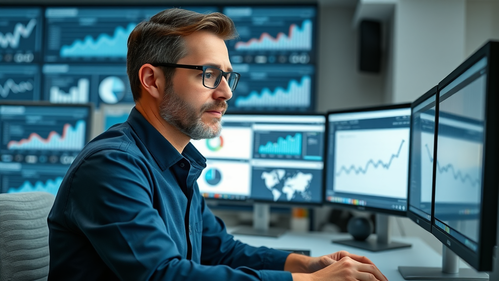 Analytical marketing leader reviewing marketing analytics—fractional cmos bring strategic marketing and accountability to startup teams.