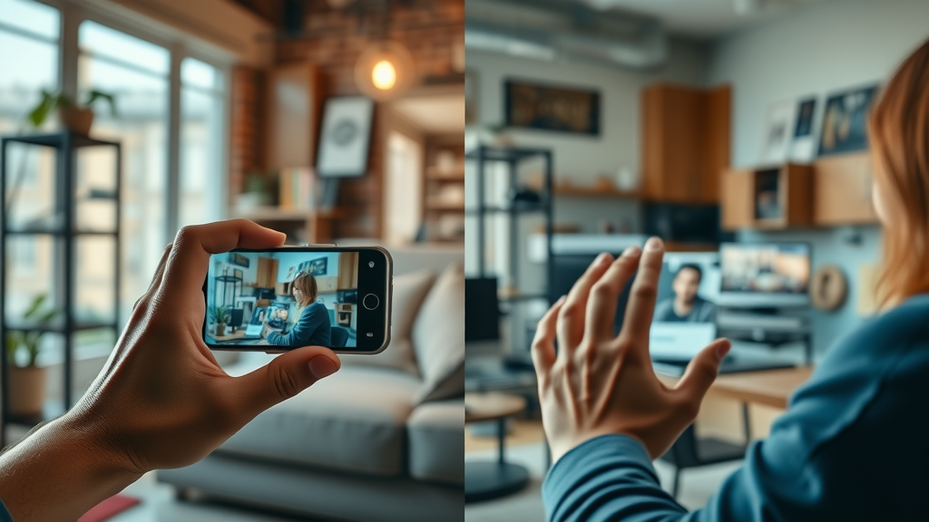 split-screen short-form mobile video versus long-form desktop video, users engaging, creative studio, video content formats