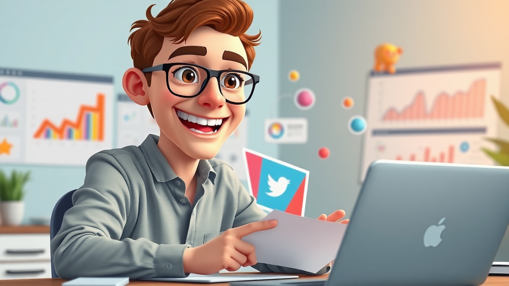 creative digital marketer planning viral social media marketing campaign with interactive charts, influencer marketing and digital marketing tools