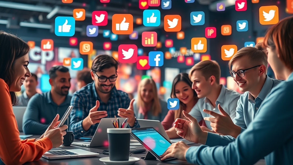 Vibrant social media networks sharing and reacting to off-page SEO content