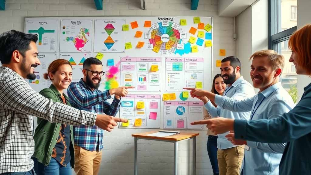 Ambitious marketing team collaborating with a fractional chief marketing officer to develop growth strategies and comprehensive marketing plans