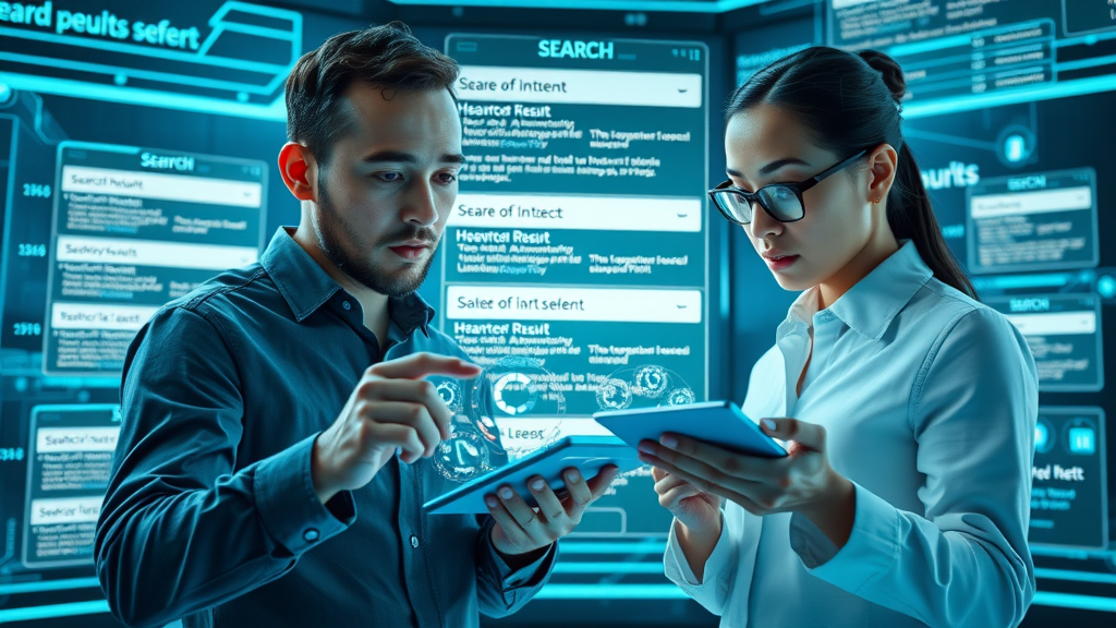 versatile digital interface illustrating multiple search intent types for SEO content writing