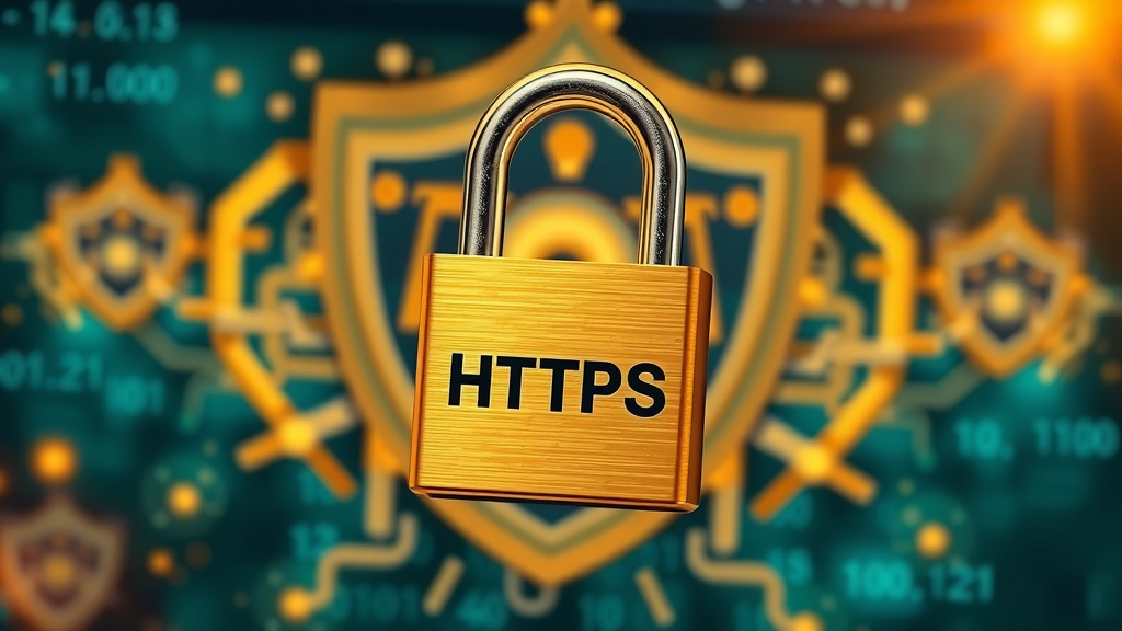 HTTPS secure padlock icon over homepage for improving search engine ranking factors