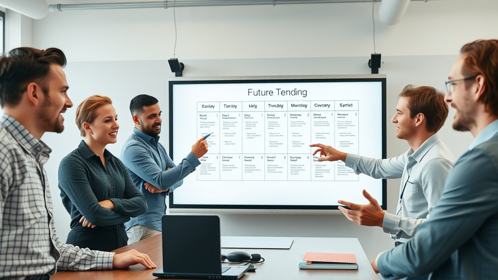 marketing strategy planning digital marketing trends professionals mapping on digital whiteboard