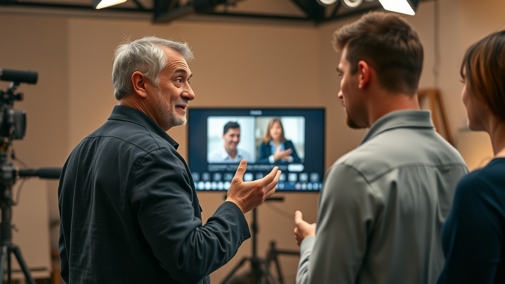storytelling video director coaching actors for emotional connection in brand video scene