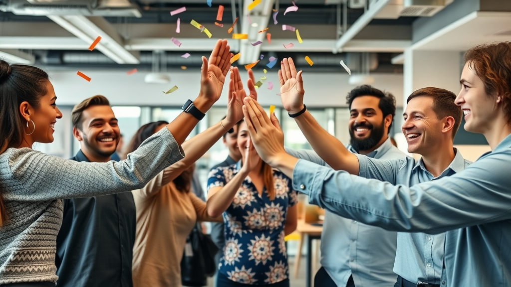 branding company culture diverse employees celebrating strong brand commitment