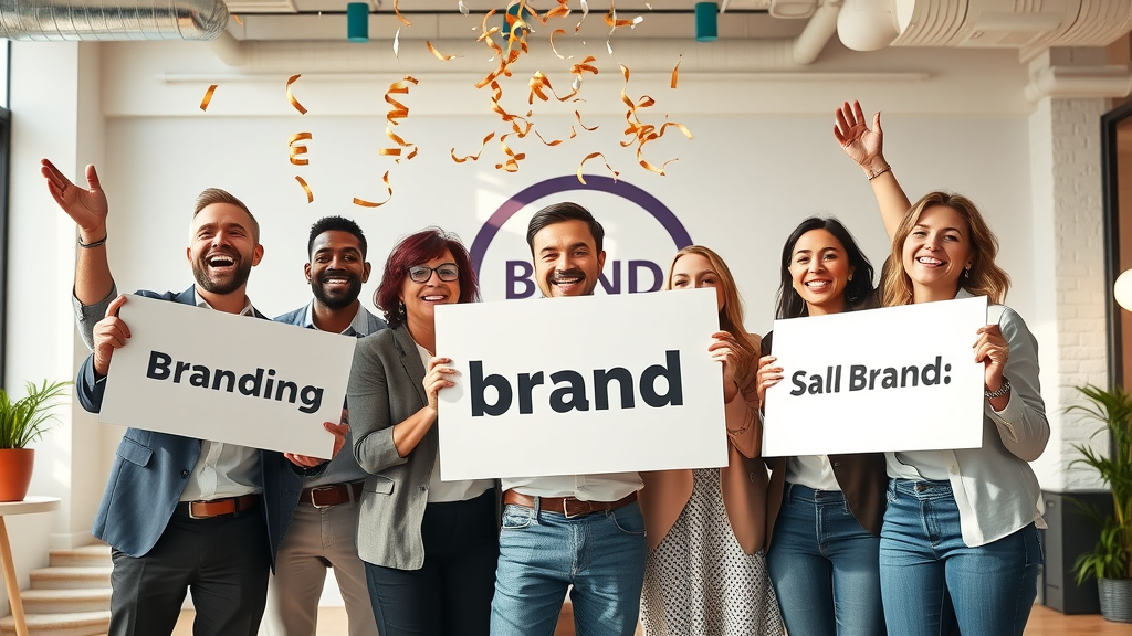 successful business team celebrating strong visual brand launch for customer love