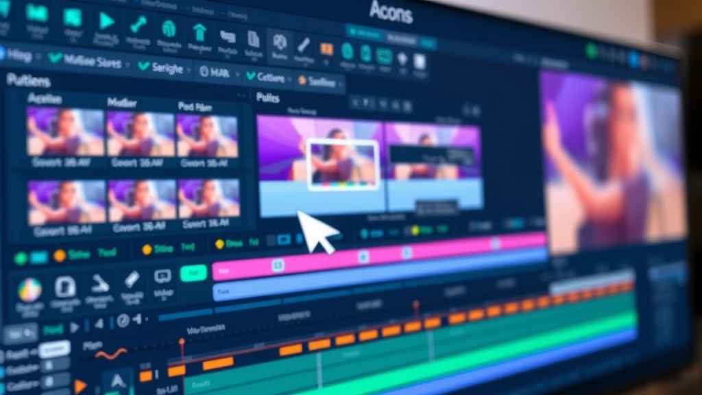 best video editor interface, online video editing software, intuitive timeline, colorful editing workspace, free online video editor