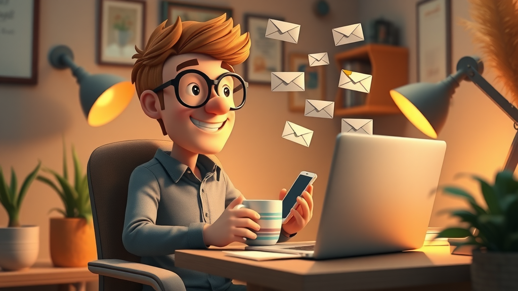 Diligent entrepreneur crafting a personalized cost-effective email marketing campaign