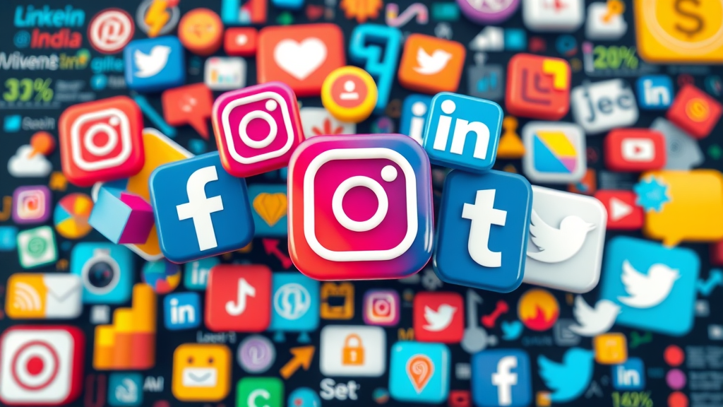 social media platform collage for brand awareness and user demographics