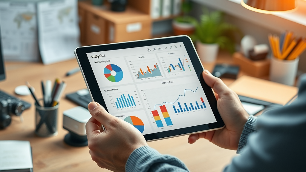 social media analytics report digital tablet graphs icons